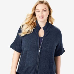 Soft Luxe Zip-Front Cardigan - Navy